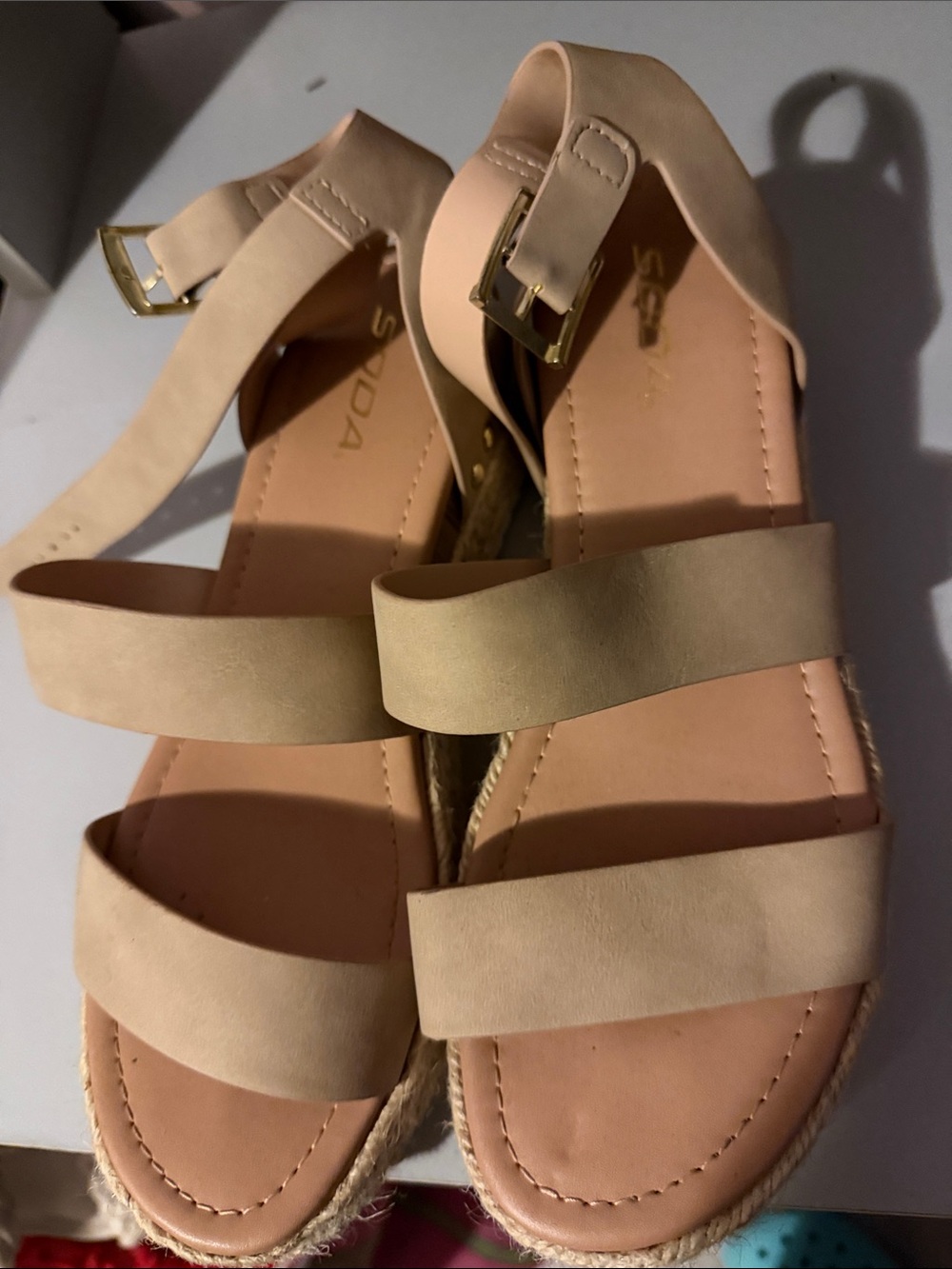 Soda Beige Double-Strap Ankle Espadrille Sandals